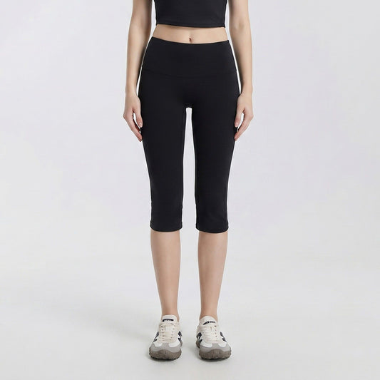 High Waist Capri Leggings with Wide Waistband Smooth Stretch Pull On Workout Yoga Pants