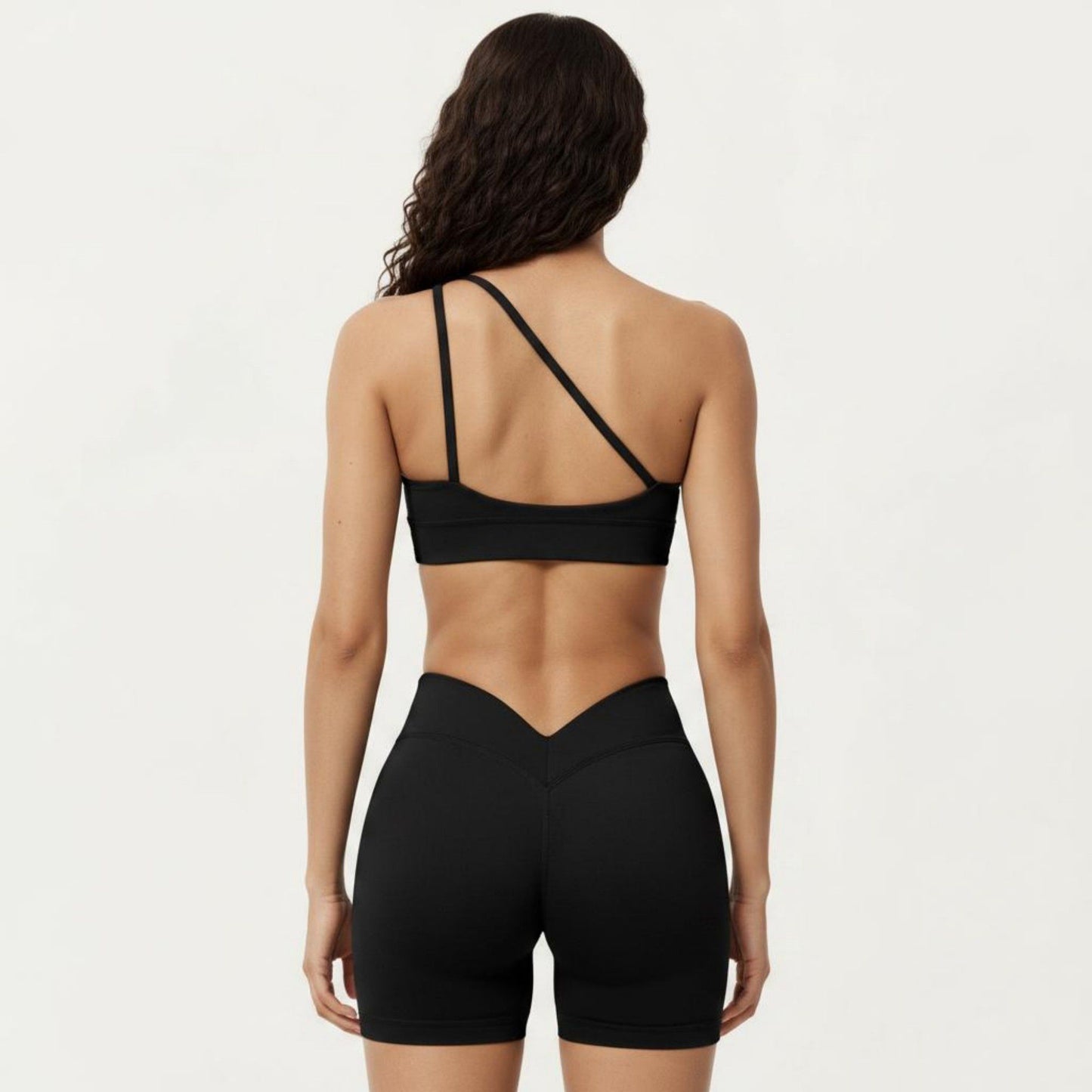 One Shoulder Sports Bra with Asymmetric Strap and Smooth Stretch Fit