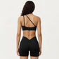 One Shoulder Sports Bra with Asymmetric Strap and Smooth Stretch Fit