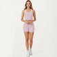 High Neck Longline Sports Bra with Open Back and Cropped Active Fit