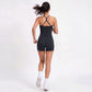 Padded Crisscross Back Longline Sports Bra Tank Top Scoop Neck Workout Yoga Crop Top