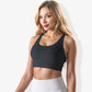 Scoop Neck Stretchy Cropped Banded Criss Cross Back Sports Bra