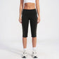 High Waist Side Stripe Capri Leggings Wide Waistband Cropped Workout Yoga Pants