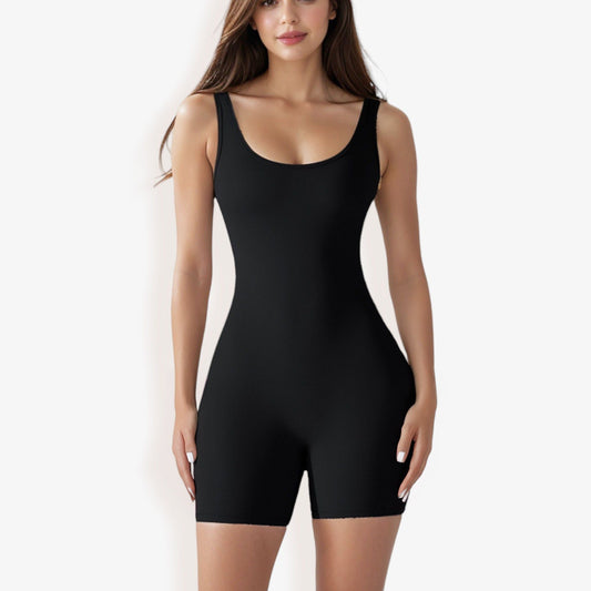 Sleeveless Bodycon Romper with Scoop Neck and Form-Fitting Design