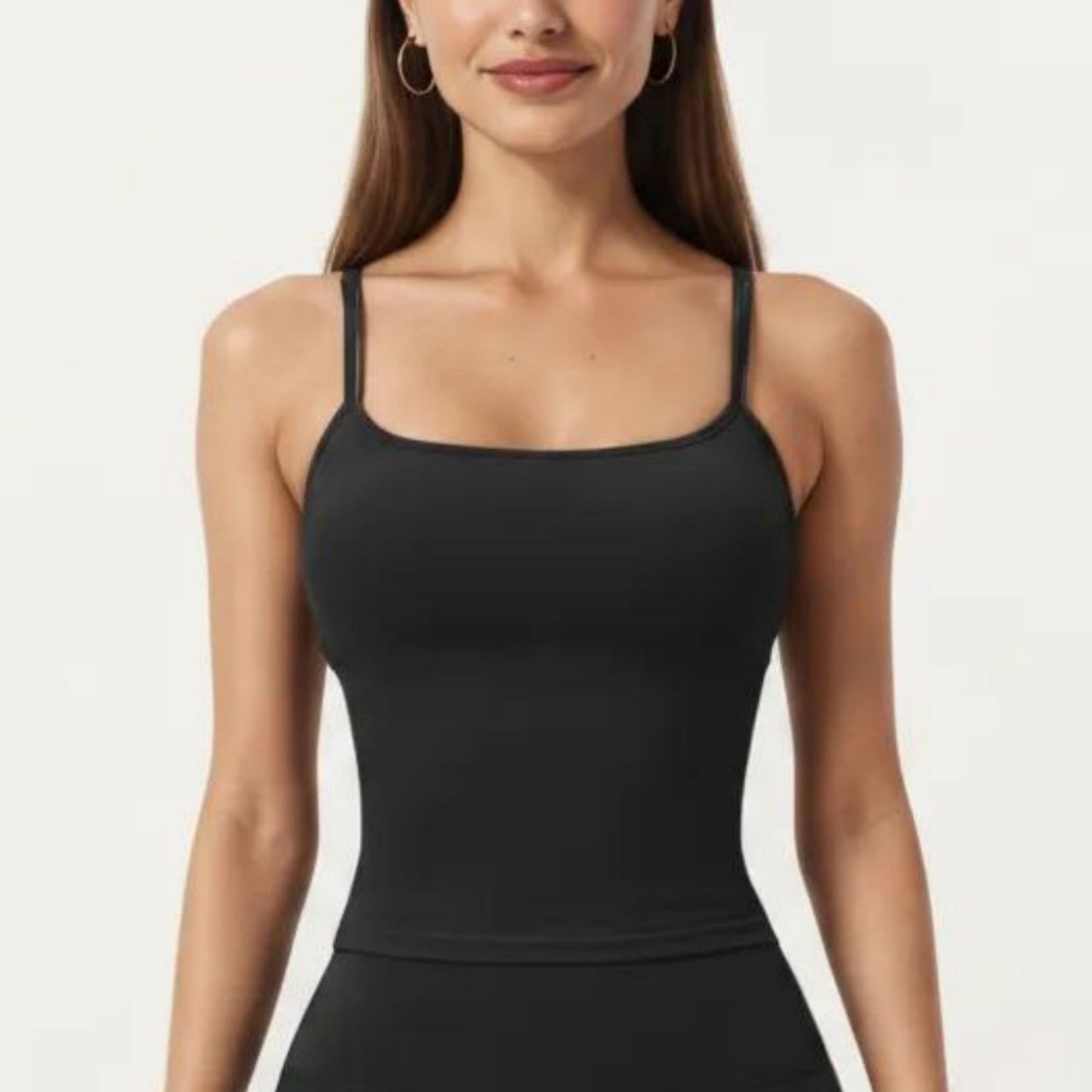 Spaghetti Strap Active Cami Top with Scoop Neck and Smooth Stretch Fit
