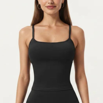 Spaghetti Strap Active Cami Top with Scoop Neck and Smooth Stretch Fit
