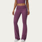 Foldover Waist Flare Leggings with Smooth Stretch Knit Fabric