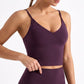 V Neck Longline Sports Bra Adjustable Strap Workout Crop Top