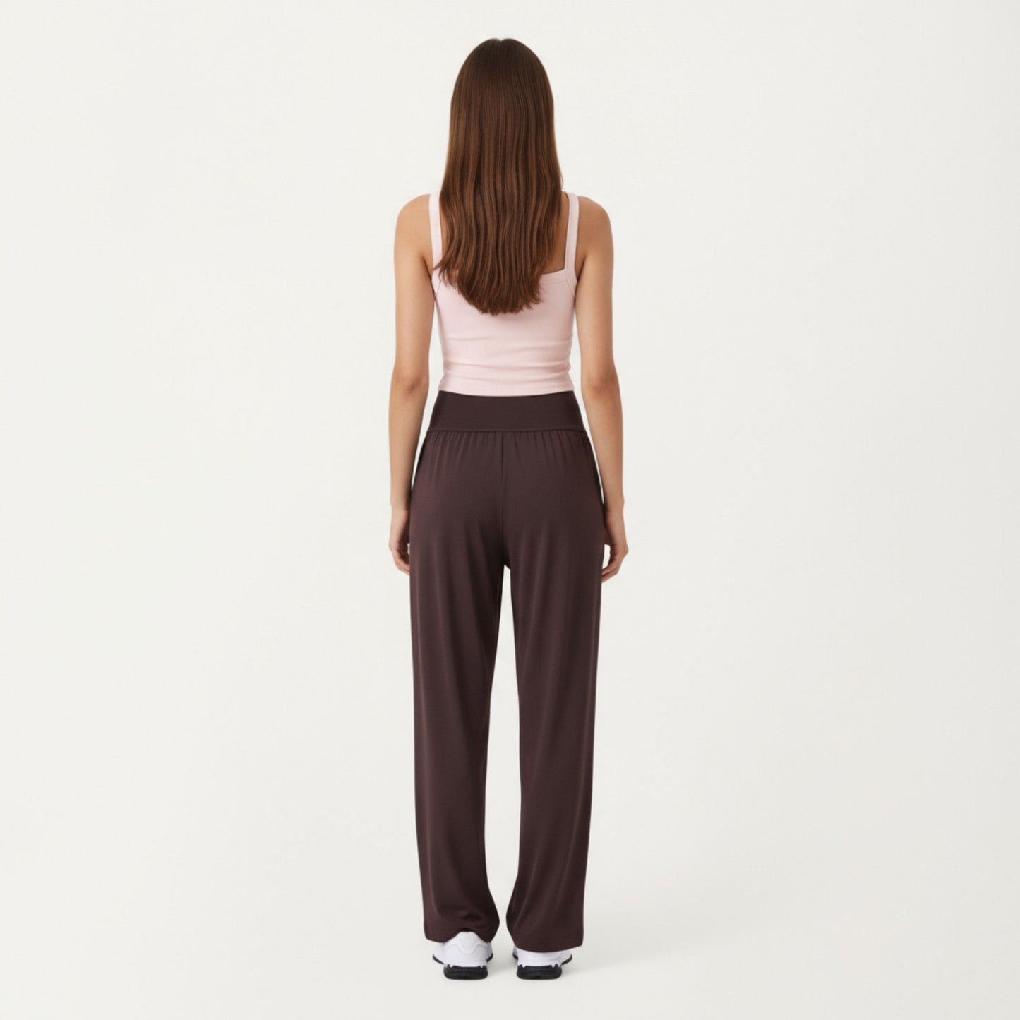 High Waist Wide Leg Sweatpants with Side Pockets and Smooth Stretch Fabric