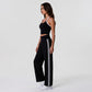 Padded Halter Sports Bra Tank Top Contrast Trim Workout Yoga Crop Top