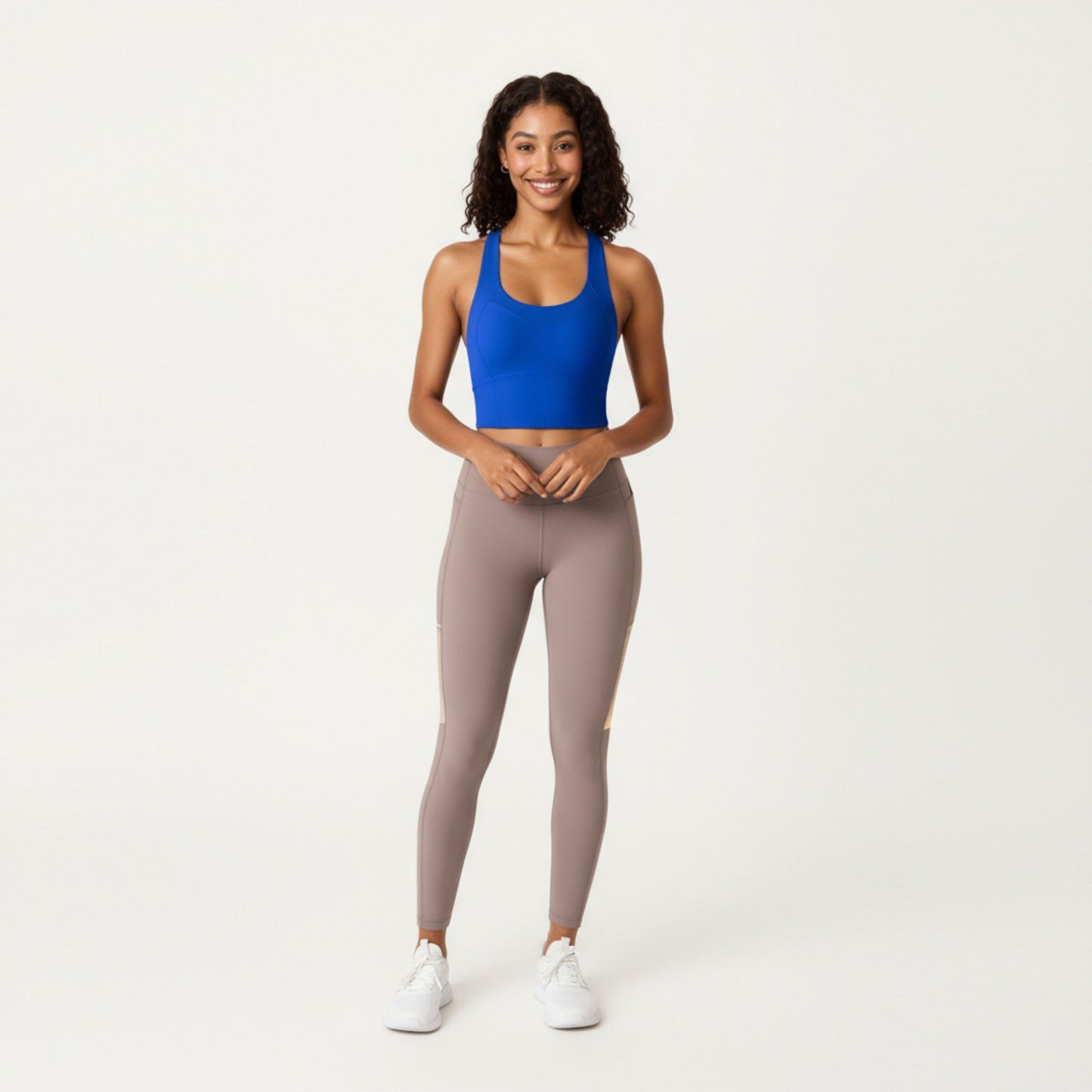 Cross Back Sports Tank Top with Scoop Neckline and Wide Supportive Band