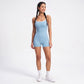 Cami Strap Active Romper Square Neck Open Back Workout Yoga One Piece Shorts Jumpsuit