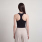 Sleeveless Yoga Tank Top with Built In Padding Scoop Neck Cutout Strap Detail and Fitted Activewear Silhouette