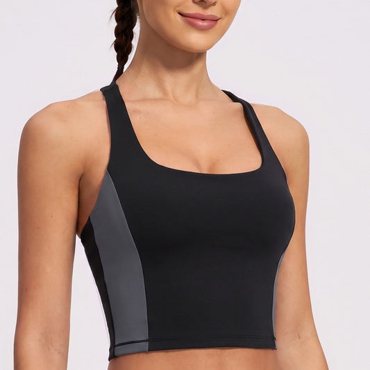 Square Neck Cropped Active Tank Top for Yoga Running Gym Workouts and Everyday Athleisure