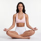 Padded V Neck Sports Bra Tank Top Wide Strap Workout Yoga Crop Top