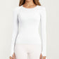 Seamless Long Sleeve Fitted Top with Thumbhole Cuffs and Crew Neck