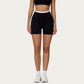 High Waist Biker Shorts with Smooth Stretch Fabric and Contrast Waistband
