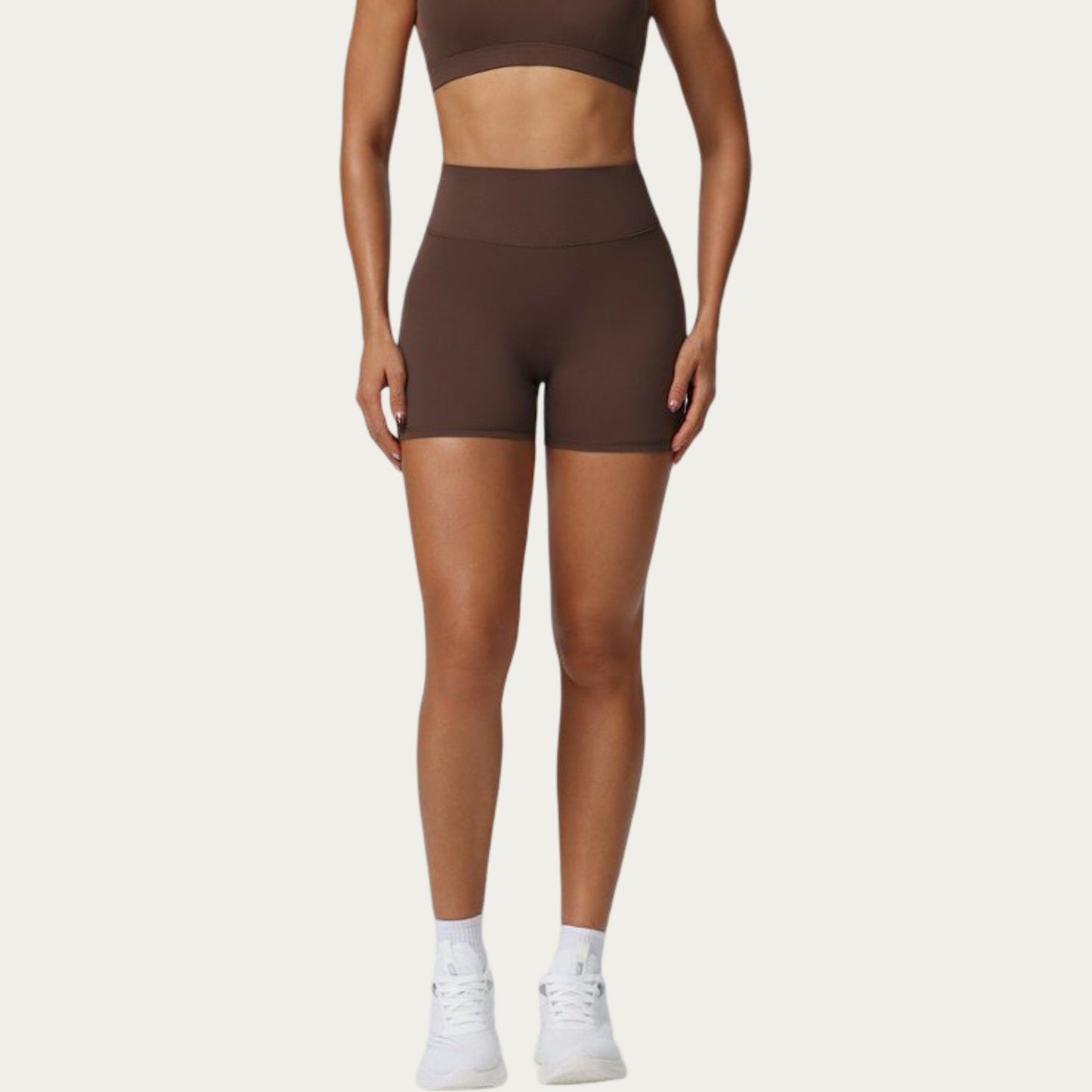 High Waist Biker Shorts with Smooth Stretch Knit Fabric