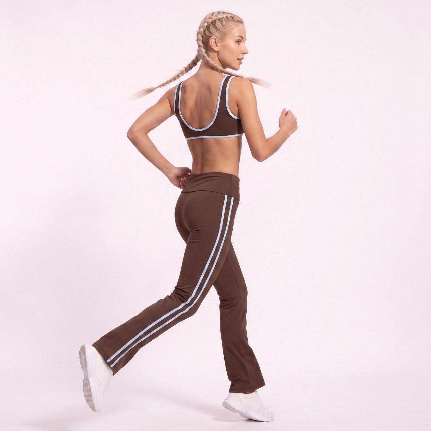 V Neck Sports Bra Contrast Trim Workout Top