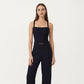 Square Neck Ribbed Knit Cropped Tank Top with Wide Shoulder Straps