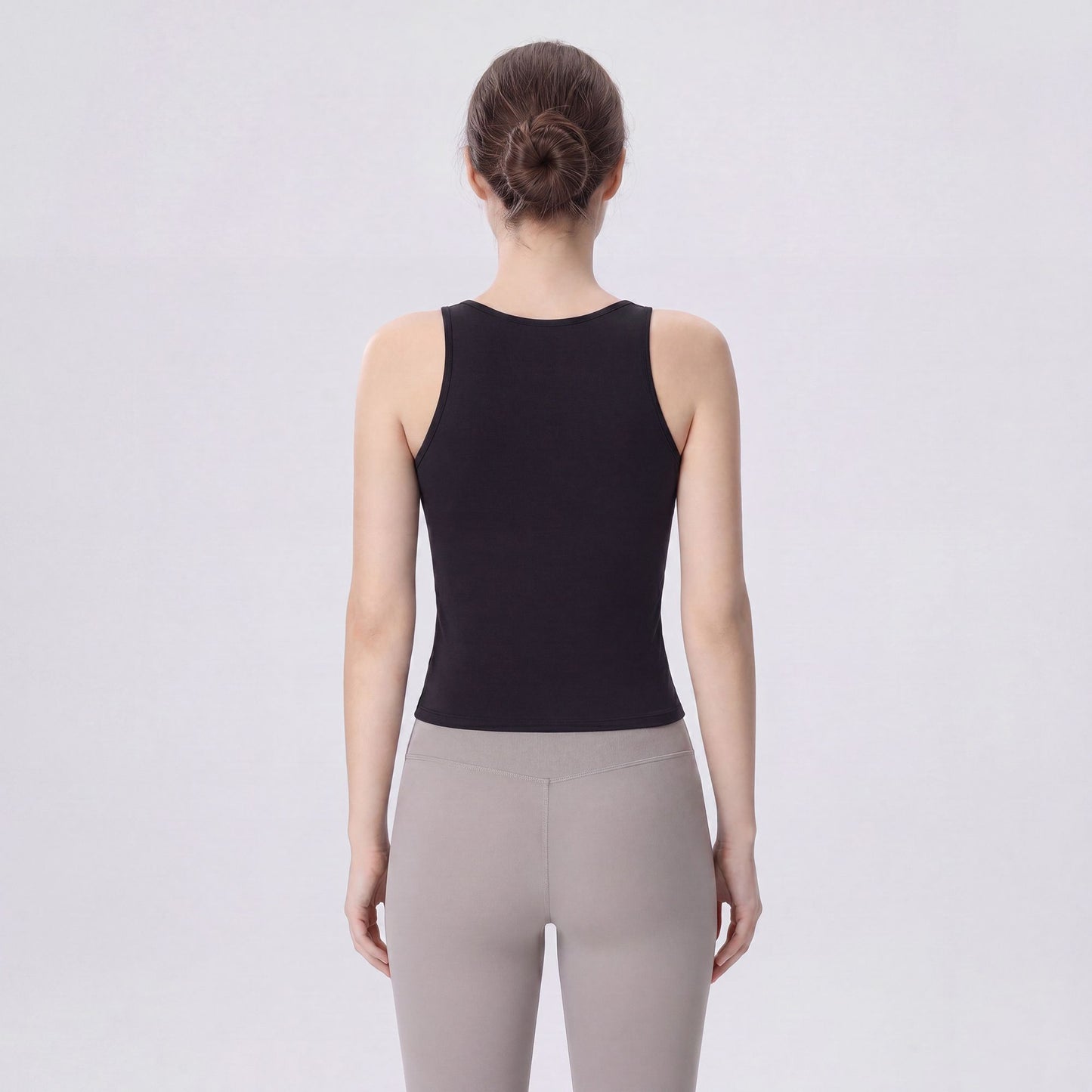 Sleeveless High Neck Cropped Yoga Tank Fitted Workout Activewear Top
