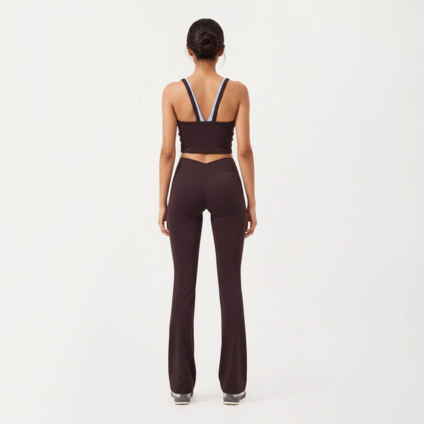 V-Neck Cropped Active Tank Top with Double Shoulder Straps