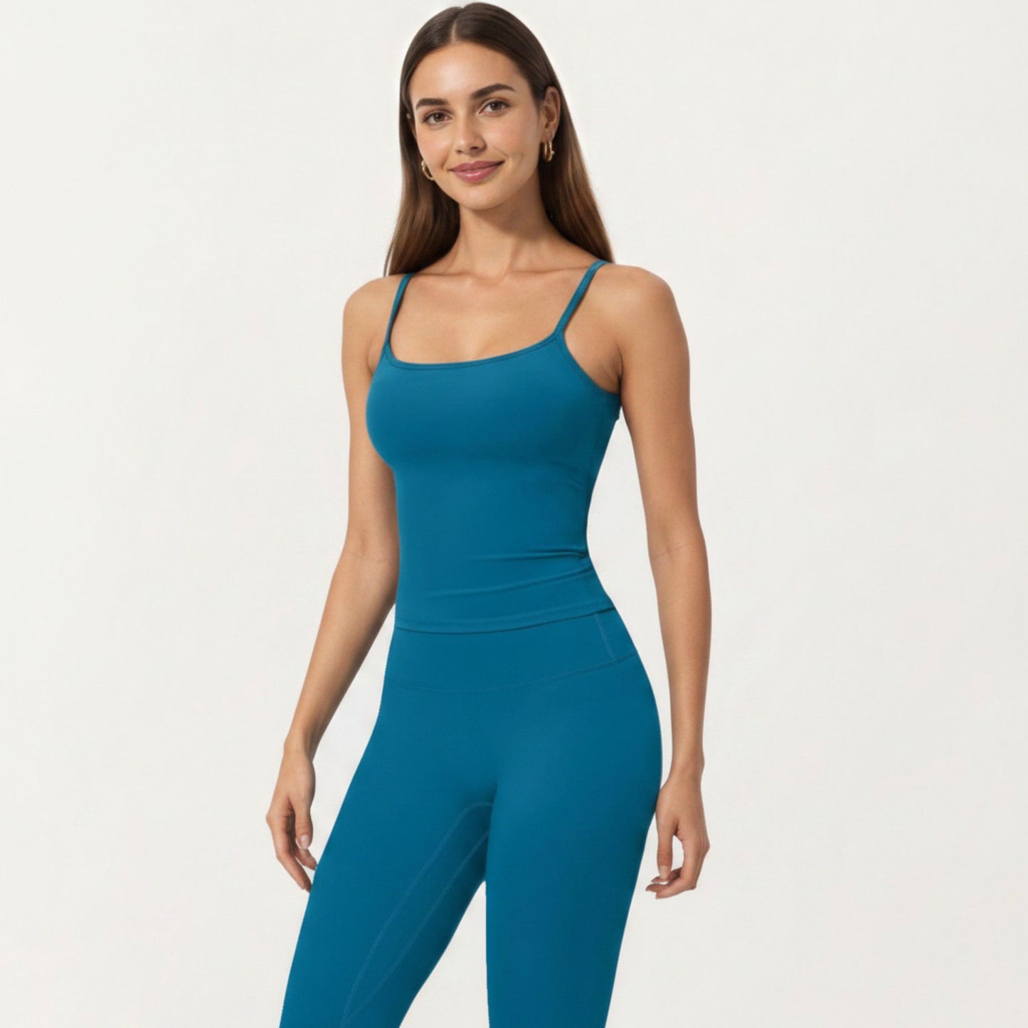 Spaghetti Strap Active Cami Top with Scoop Neck and Smooth Stretch Fit