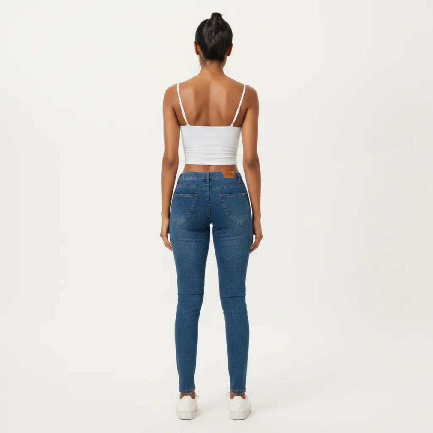 Longline Cami Sports Bra with Adjustable Straps and Straight Neckline