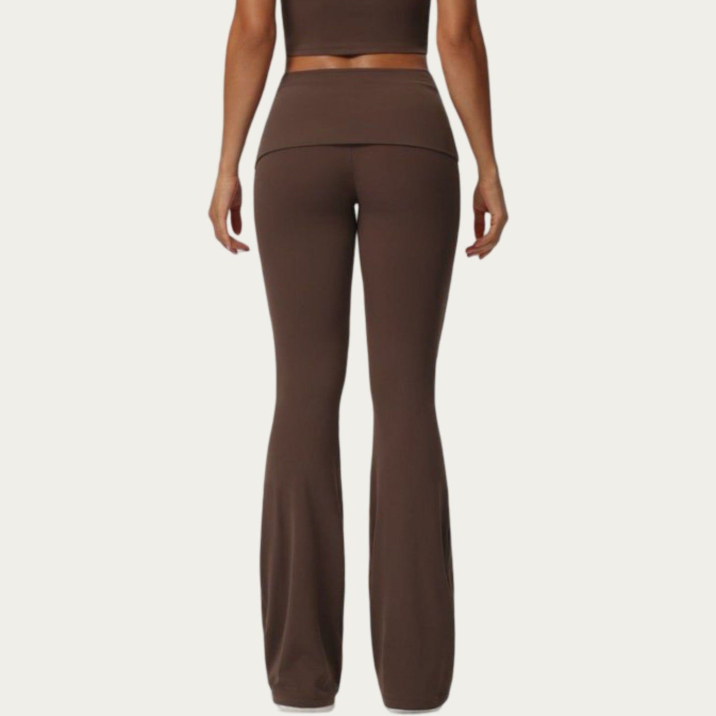Foldover Waist Flare Leggings with Smooth Stretch Knit Fabric