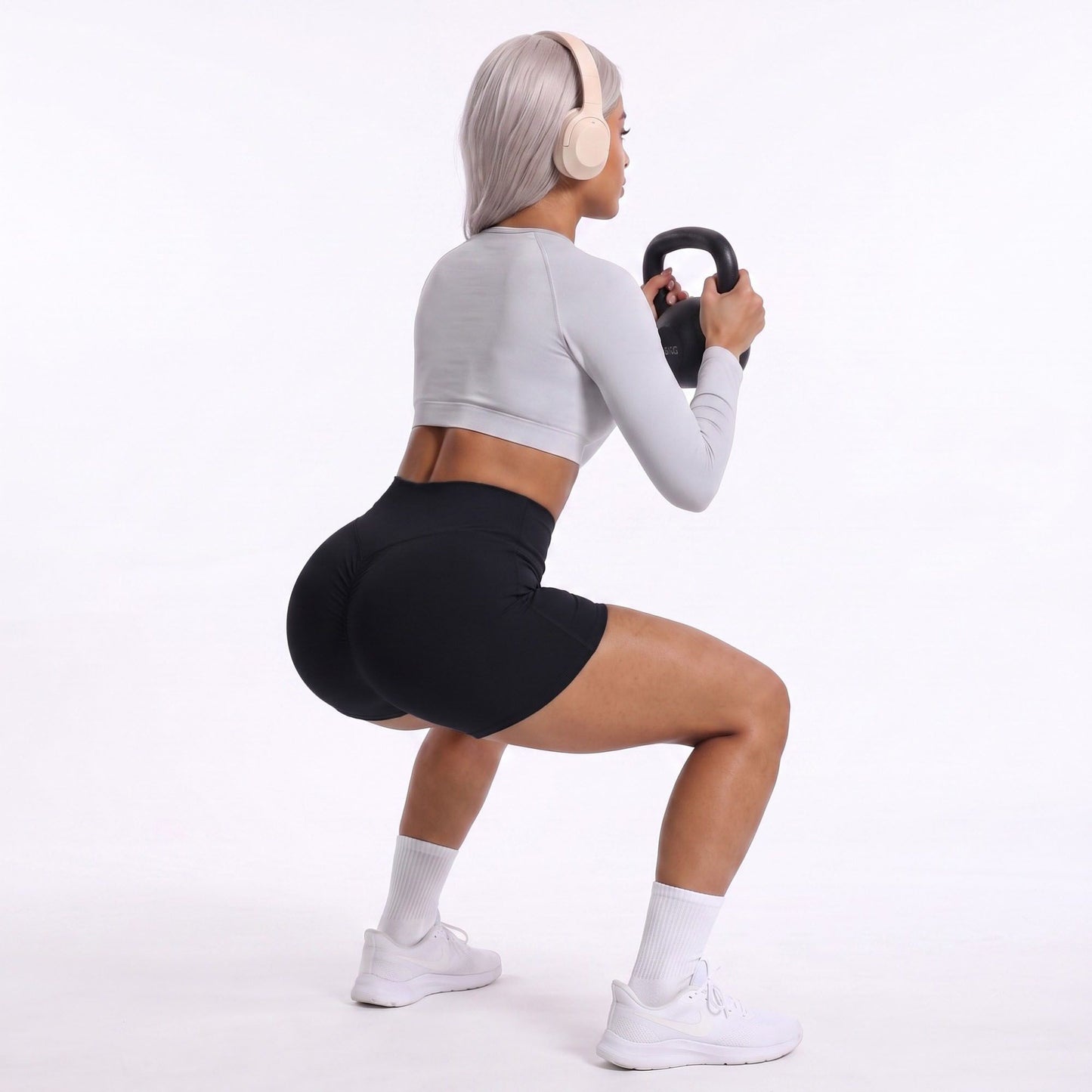 High Waist Scrunch Biker Shorts Stretch Workout Yoga Shorts