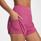 High Waist Running Shorts with Wide Waistband and Side Slits