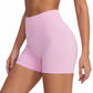 High Waist Seamless Workout Shorts Ribbed Waistband Yoga Biker Shorts