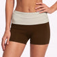 Foldover Waist Biker Shorts Stretch Workout Yoga Shorts