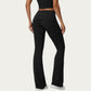 Foldover Waist Flare Leggings with Smooth Stretch Knit Fabric