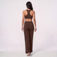 High Waist Wide Leg Workout Pants with Contrast Side Stripes
