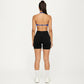 Halter Sports Bra with Ruched Front Detail and Open Back Design
