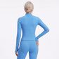 Full Zip Workout Jacket with Thumbholes and Zipper Pockets