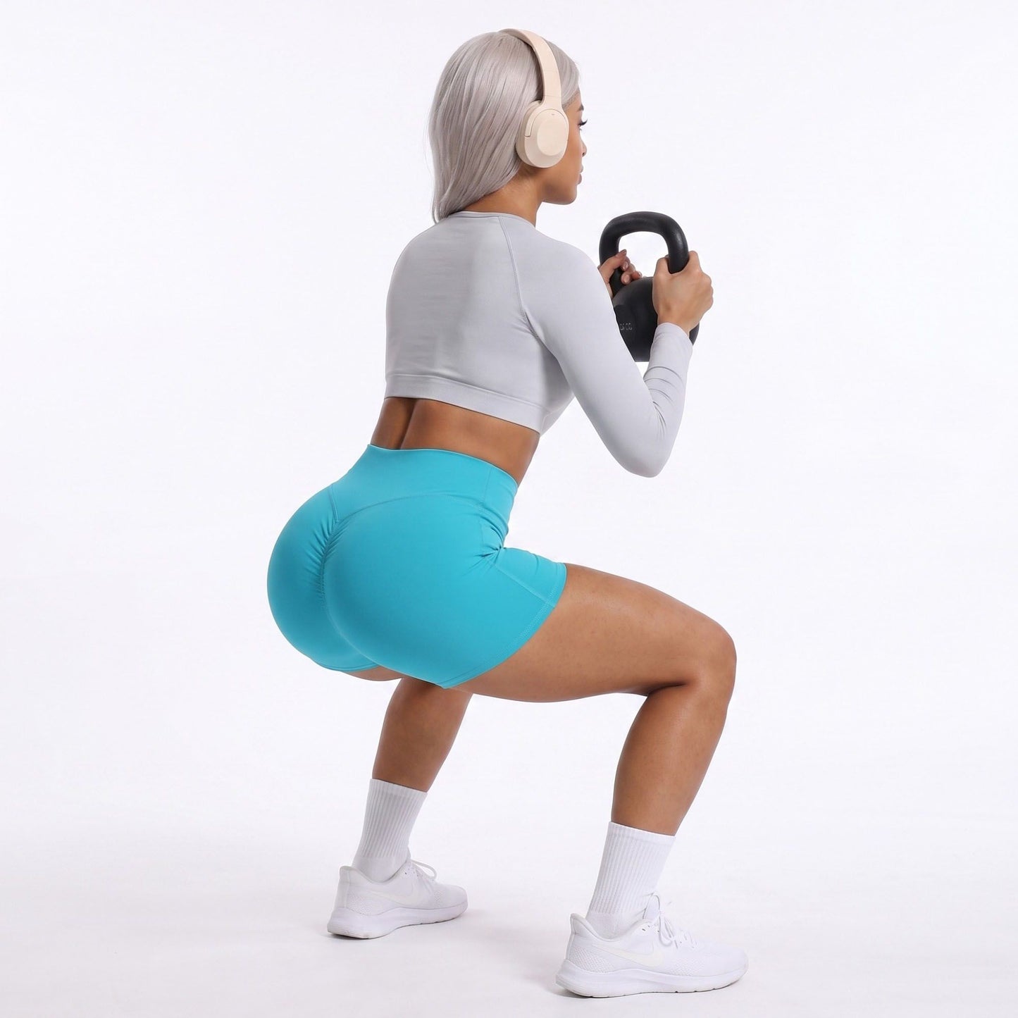 High Waist Scrunch Biker Shorts Stretch Workout Yoga Shorts