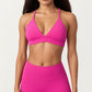 Triangle Sports Bra with Adjustable Cross Back Straps and Smooth Band