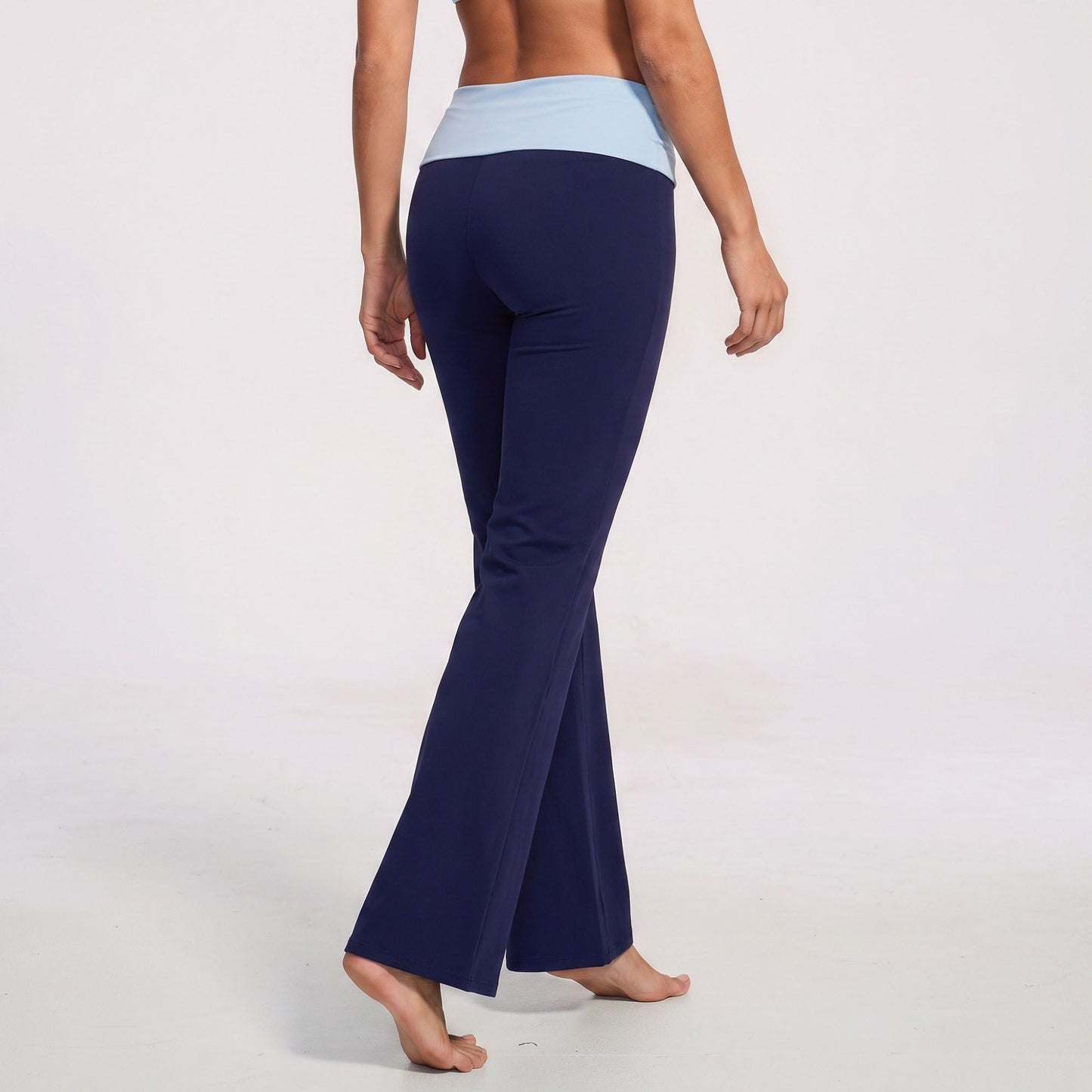 Foldover Waist Flare Yoga Pants Stretch Workout Pants