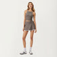 High Neck Ribbed Cropped Tank Top with Contrast Piping Trim