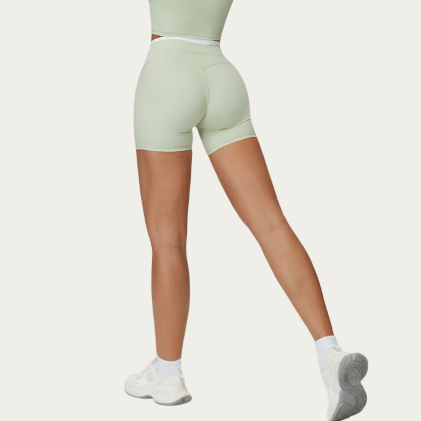 High Waist Biker Shorts with Smooth Stretch Fabric and Contrast Waistband