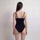 Ribbed Cami Bodysuit with V Neckline and Slim Spaghetti Straps