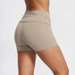 Fold Over Ruched Waistband Yoga Shorts Butt Lifting Workout Shorts