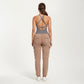 Fitted Strappy Back Tank Top with Scoop Neck and Cross Back Design