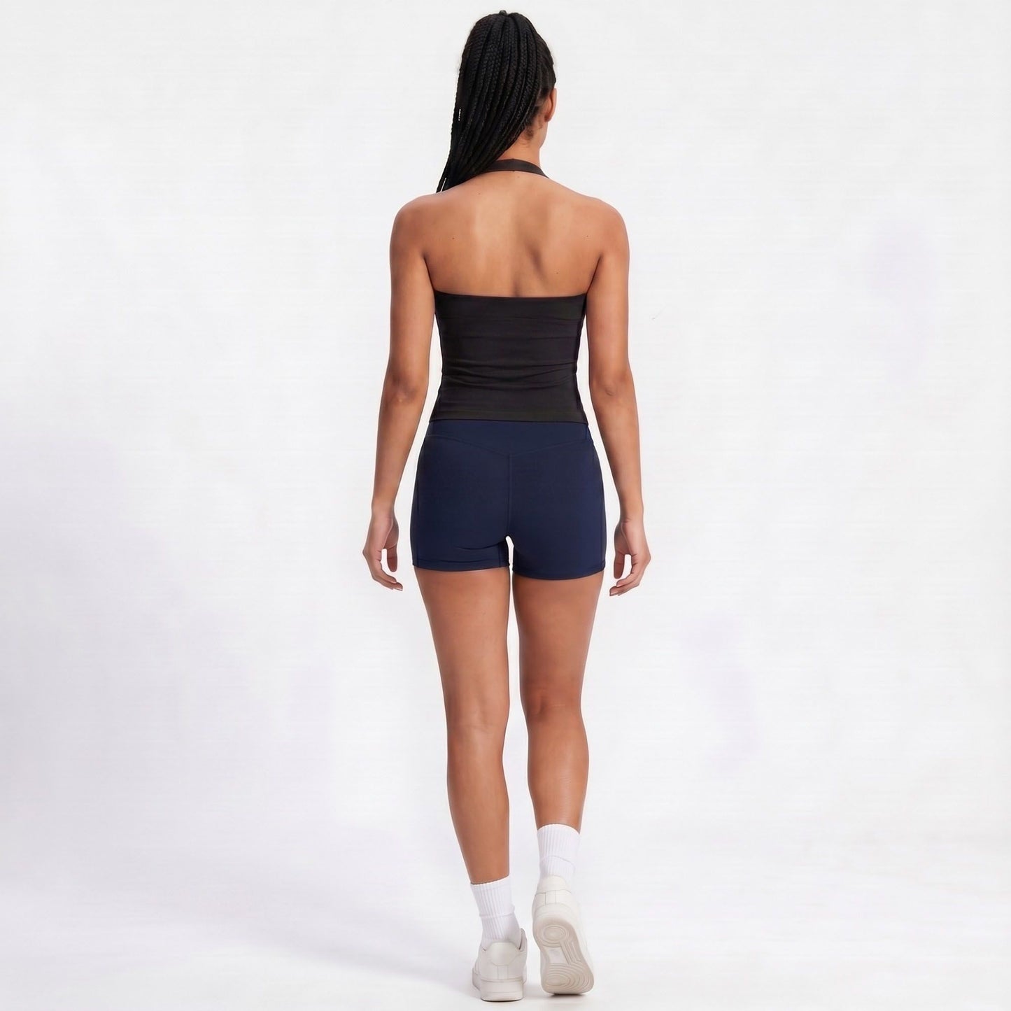 Padded Halter Wrap Front Longline Sports Bra Tank Top Workout Yoga Crop Top