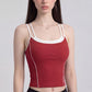 Contrast Trim Double Strap Cropped Cami Tank Top with Fitted Light Support Activewear Design