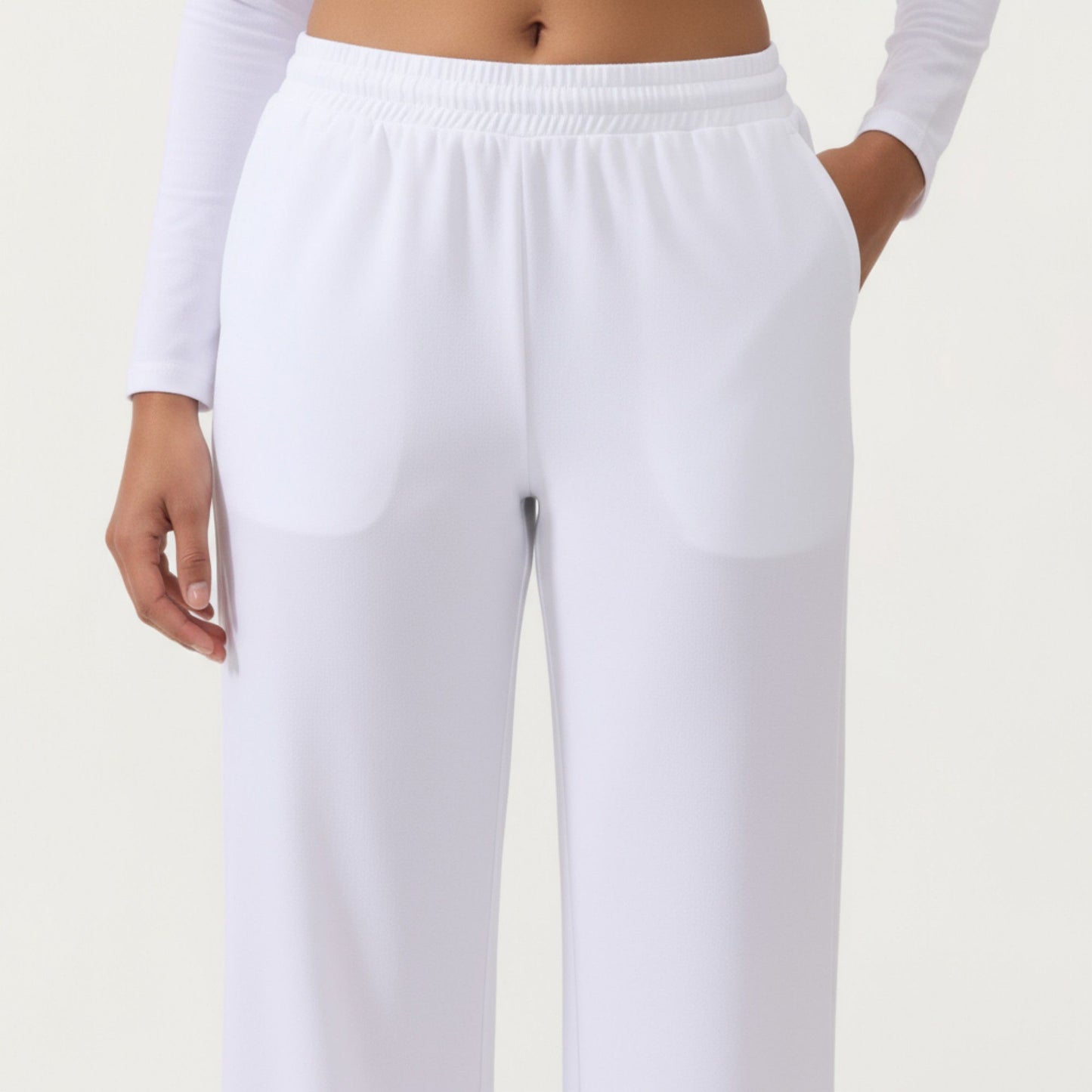 High Waist Wide Leg Sweatpants with Drawstring Waistband