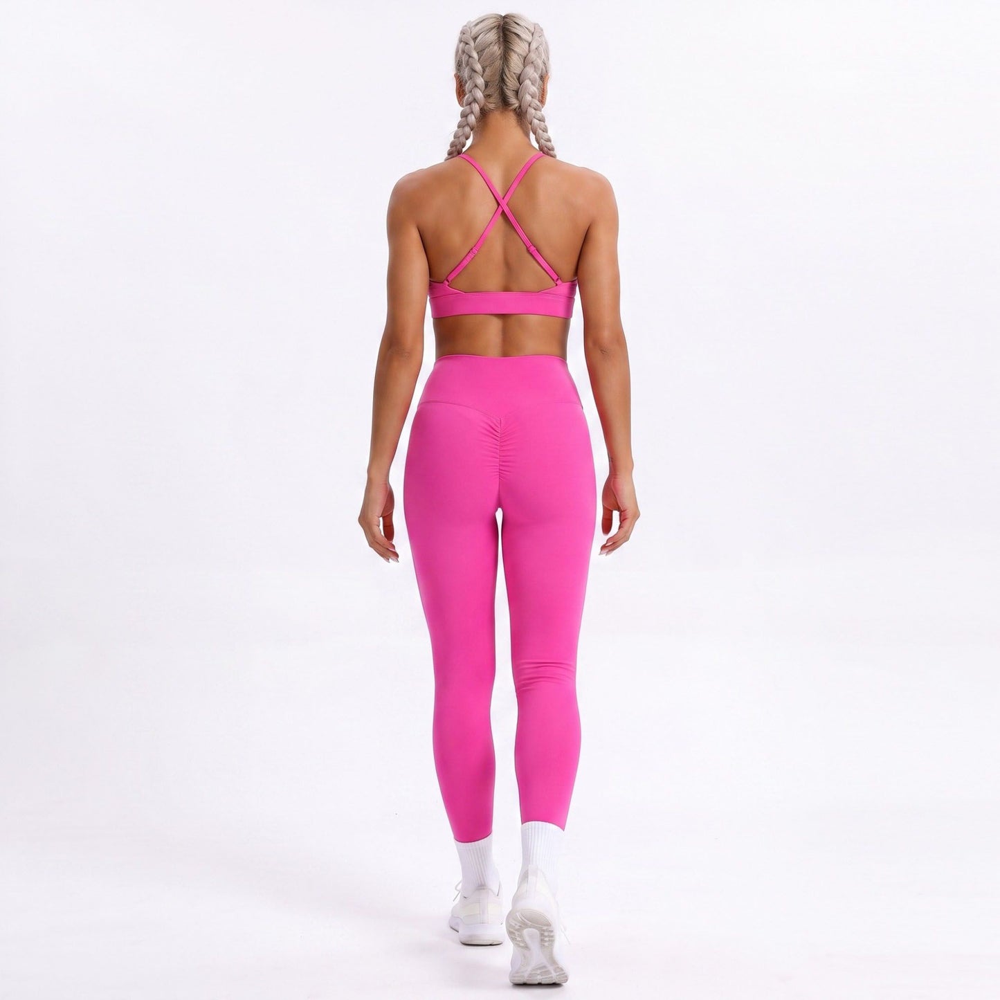 V Neck Cross Back Sports Bra Adjustable Strap Workout Top