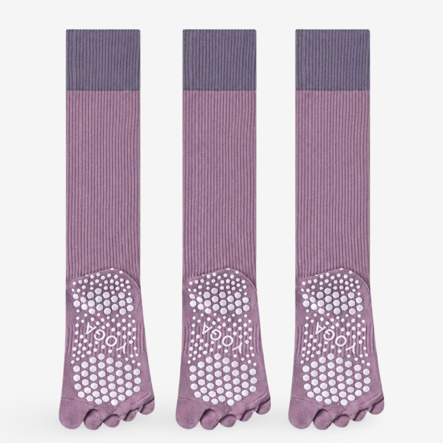 Compression Athletic Socks - Calf Length Toe Socks for Fitness & Yoga 3 Pack